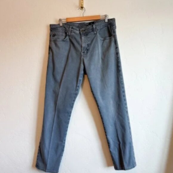 AG Adriano Goldschmied | Everett Sueded Slim Straight Jeans Cotton Grey 35x32 - Picture 1 of 6